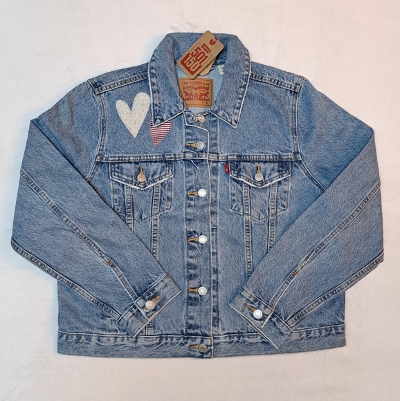 Levi's Women's Limited Cropped Denim Trucker Jacket White Size Medium